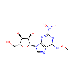 CONc1nc([N+](=O)[O-])nc2c1ncn2[C@@H]1O[C@H](CO)[C@@H](O)[C@H]1O ZINC000049792970