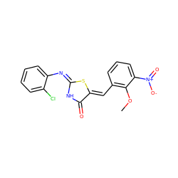 COc1c(/C=C2\S/C(=N/c3ccccc3Cl)NC2=O)cccc1[N+](=O)[O-] ZINC000004471582