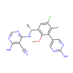 COc1c([C@@H](C)Nc2ncnc(N)c2C#N)cc(Cl)c(C)c1-c1cnc(N)nc1 ZINC000146944950