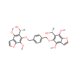 COc1c([C@@H](C)O)c(OCc2ccc(COc3c([C@@H](C)O)c(OC)c4occc4c3OC)cc2)c(OC)c2occc12 ZINC000026395033