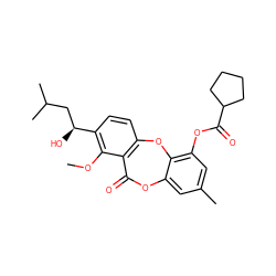 COc1c([C@@H](O)CC(C)C)ccc2c1C(=O)Oc1cc(C)cc(OC(=O)C3CCCC3)c1O2 ZINC000028468344