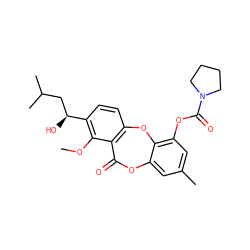 COc1c([C@@H](O)CC(C)C)ccc2c1C(=O)Oc1cc(C)cc(OC(=O)N3CCCC3)c1O2 ZINC000028463640