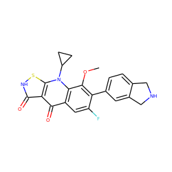 COc1c(-c2ccc3c(c2)CNC3)c(F)cc2c(=O)c3c(=O)[nH]sc3n(C3CC3)c12 ZINC000035090197