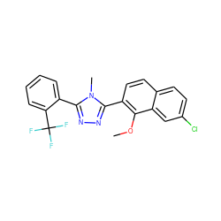 COc1c(-c2nnc(-c3ccccc3C(F)(F)F)n2C)ccc2ccc(Cl)cc12 ZINC000029042978