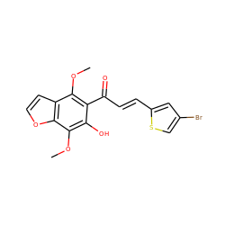 COc1c(C(=O)/C=C/c2cc(Br)cs2)c(O)c(OC)c2occc12 ZINC000013560653