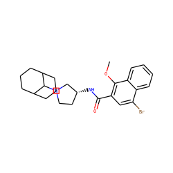 COc1c(C(=O)N[C@@H]2CCN(C3C4CCCC3CCC4)C2)cc(Br)c2ccccc12 ZINC000013862870