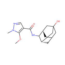 COc1c(C(=O)NC2[C@H]3CC4C[C@H]2CC(O)(C4)C3)cnn1C ZINC000103247134