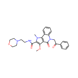 COc1c(C(=O)NCCN2CCOCC2)n(C)c2c1c(=O)n(CC(=O)c1ccccc1)c1ccccc21 ZINC000084731760