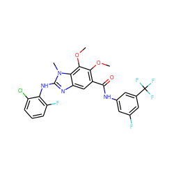 COc1c(C(=O)Nc2cc(F)cc(C(F)(F)F)c2)cc2nc(Nc3c(F)cccc3Cl)n(C)c2c1OC ZINC001772636533