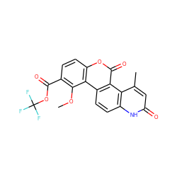 COc1c(C(=O)OC(F)(F)F)ccc2oc(=O)c3c(ccc4[nH]c(=O)cc(C)c43)c12 ZINC000029043479