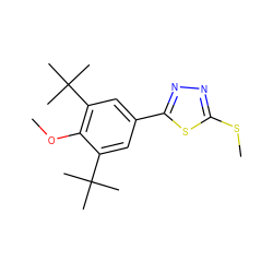 COc1c(C(C)(C)C)cc(-c2nnc(SC)s2)cc1C(C)(C)C ZINC000013796317