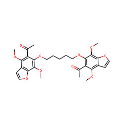 COc1c(C(C)=O)c(OCCCCCOc2c(C(C)=O)c(OC)c3ccoc3c2OC)c(OC)c2occc12 ZINC000026400856