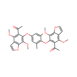 COc1c(C(C)=O)c(Oc2cc(C)c(Oc3c(C(C)=O)c(OC)c4ccoc4c3OC)c(C)c2)c(OC)c2occc12 ZINC000026393409