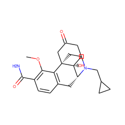 COc1c(C(N)=O)ccc2c1[C@]13CCN(CC4CC4)[C@H](C2)[C@]1(O)CCC(=O)C3 ZINC000028522948