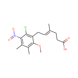 COc1c(C)c(C)c([N+](=O)[O-])c(Cl)c1C/C=C(\C)CCC(=O)O ZINC000013759765