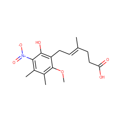 COc1c(C)c(C)c([N+](=O)[O-])c(O)c1C/C=C(\C)CCC(=O)O ZINC000013759744