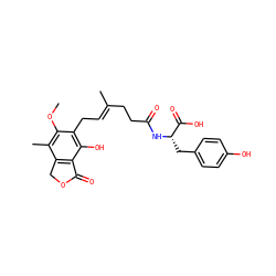 COc1c(C)c2c(c(O)c1C/C=C(\C)CCC(=O)N[C@@H](Cc1ccc(O)cc1)C(=O)O)C(=O)OC2 ZINC000103224783