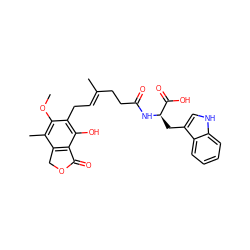 COc1c(C)c2c(c(O)c1C/C=C(\C)CCC(=O)N[C@H](Cc1c[nH]c3ccccc13)C(=O)O)C(=O)OC2 ZINC000103224777