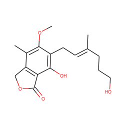 COc1c(C)c2c(c(O)c1C/C=C(\C)CCCO)C(=O)OC2 ZINC000027705756