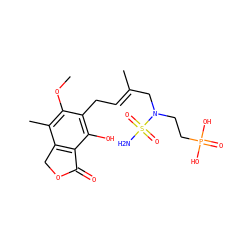 COc1c(C)c2c(c(O)c1C/C=C(\C)CN(CCP(=O)(O)O)S(N)(=O)=O)C(=O)OC2 ZINC000036338582