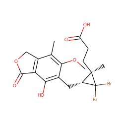 COc1c(C)c2c(c(O)c1C[C@H]1C(Br)(Br)[C@]1(C)CCC(=O)O)C(=O)OC2 ZINC000027981447