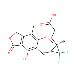 COc1c(C)c2c(c(O)c1C[C@H]1C(F)(F)[C@]1(C)CCC(=O)O)C(=O)OC2 ZINC000027897563