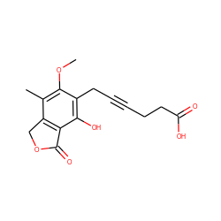 COc1c(C)c2c(c(O)c1CC#CCCC(=O)O)C(=O)OC2 ZINC000027985041