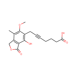 COc1c(C)c2c(c(O)c1CC#CCCCC(=O)O)C(=O)OC2 ZINC000027985746