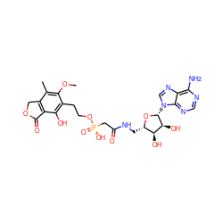 COc1c(C)c2c(c(O)c1CCO[P@](=O)(O)CC(=O)NC[C@@H]1O[C@H](n3cnc4c(N)ncnc43)[C@@H](O)[C@H]1O)C(=O)OC2 ZINC000066080028