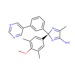 COc1c(C)cc([C@@]2(c3cccc(-c4cncnc4)c3)N=C(C)C(N)=N2)cc1C ZINC000068248221