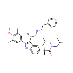 COc1c(C)cc(-c2[nH]c3ccc(C(C)(C)C(=O)N(CC(C)C)CC(C)C)cc3c2[C@H](C)CNCCc2ccccc2)cc1C ZINC000028566681