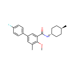 COc1c(C)cc(-c2ccc(F)cc2)cc1C(=O)N[C@H]1CC[C@H](C)CC1 ZINC000299868317