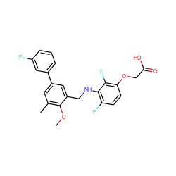 COc1c(C)cc(-c2cccc(F)c2)cc1CNc1c(F)ccc(OCC(=O)O)c1F ZINC000218868303