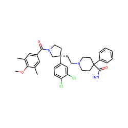 COc1c(C)cc(C(=O)N2CC[C@@](CCN3CCC(C(N)=O)(c4ccccc4)CC3)(c3ccc(Cl)c(Cl)c3)C2)cc1C ZINC000028089715