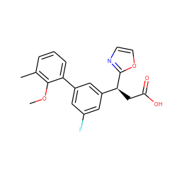 COc1c(C)cccc1-c1cc(F)cc([C@H](CC(=O)O)c2ncco2)c1 ZINC001772620590