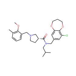 COc1c(C)cccc1CN1CC[C@@H](C(=O)N(Cc2cc(Cl)c3c(c2)OCCCO3)CC(C)C)C1 ZINC000114099840