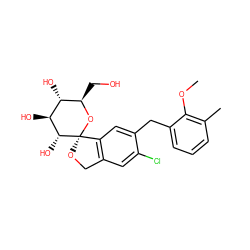 COc1c(C)cccc1Cc1cc2c(cc1Cl)CO[C@]21O[C@H](CO)[C@@H](O)[C@H](O)[C@H]1O ZINC000045245471