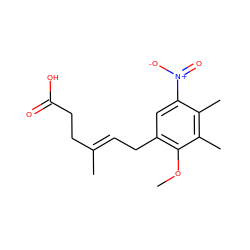 COc1c(C/C=C(\C)CCC(=O)O)cc([N+](=O)[O-])c(C)c1C ZINC000013759755