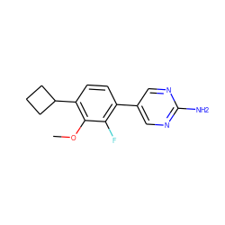 COc1c(C2CCC2)ccc(-c2cnc(N)nc2)c1F ZINC000212150273