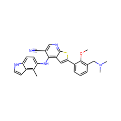 COc1c(CN(C)C)cccc1-c1cc2c(Nc3ccc4[nH]ccc4c3C)c(C#N)cnc2s1 ZINC000040411726