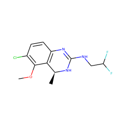 COc1c(Cl)ccc2c1[C@H](C)NC(NCC(F)F)=N2 ZINC000029130904