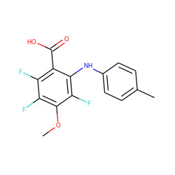 COc1c(F)c(F)c(C(=O)O)c(Nc2ccc(C)cc2)c1F ZINC000003651454