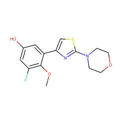 COc1c(F)cc(O)cc1-c1csc(N2CCOCC2)n1 ZINC000299833711