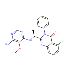 COc1c(N)ncnc1N[C@@H](C)c1nc2cccc(Cl)c2c(=O)n1-c1ccccc1 ZINC000653861651