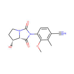 COc1c(N2C(=O)[C@@H]3[C@H](O)CCN3C2=O)ccc(C#N)c1C ZINC000028704399