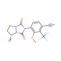 COc1c(N2C(=O)[C@@H]3[C@H](O)CCN3C2=O)ccc(C#N)c1C(F)(F)F ZINC000028704401