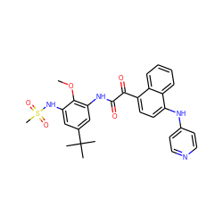 COc1c(NC(=O)C(=O)c2ccc(Nc3ccncc3)c3ccccc23)cc(C(C)(C)C)cc1NS(C)(=O)=O ZINC000058523763