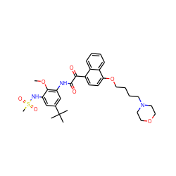 COc1c(NC(=O)C(=O)c2ccc(OCCCCN3CCOCC3)c3ccccc23)cc(C(C)(C)C)cc1NS(C)(=O)=O ZINC000653736020