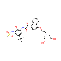 COc1c(NC(=O)C(=O)c2ccc(OCCN(CCO)CCO)c3ccccc23)cc(C(C)(C)C)cc1NS(C)(=O)=O ZINC000117483979