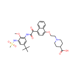 COc1c(NC(=O)C(=O)c2ccc(OCCN3CCC(C(=O)O)CC3)c3ccccc23)cc(C(C)(C)C)cc1NS(C)(=O)=O ZINC000653746662